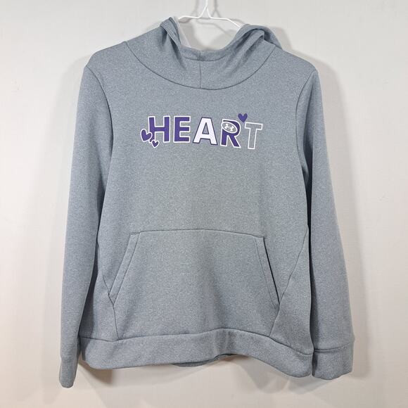 Under Armour Other - Under Armour Girl's Gray Purple Heart Hoodie YXL